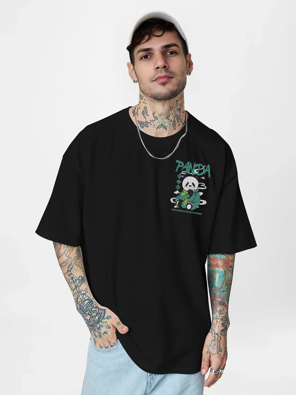 Men Black oversized Printed Stylish T-shirt