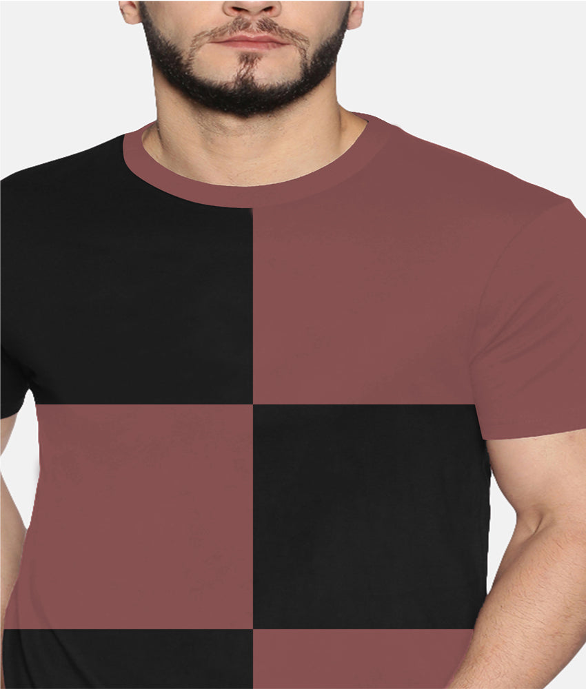 Men MultiColor ColorBlock Trendy Round Neck Organic Cotton Half Sleeve Casual T-Shirt