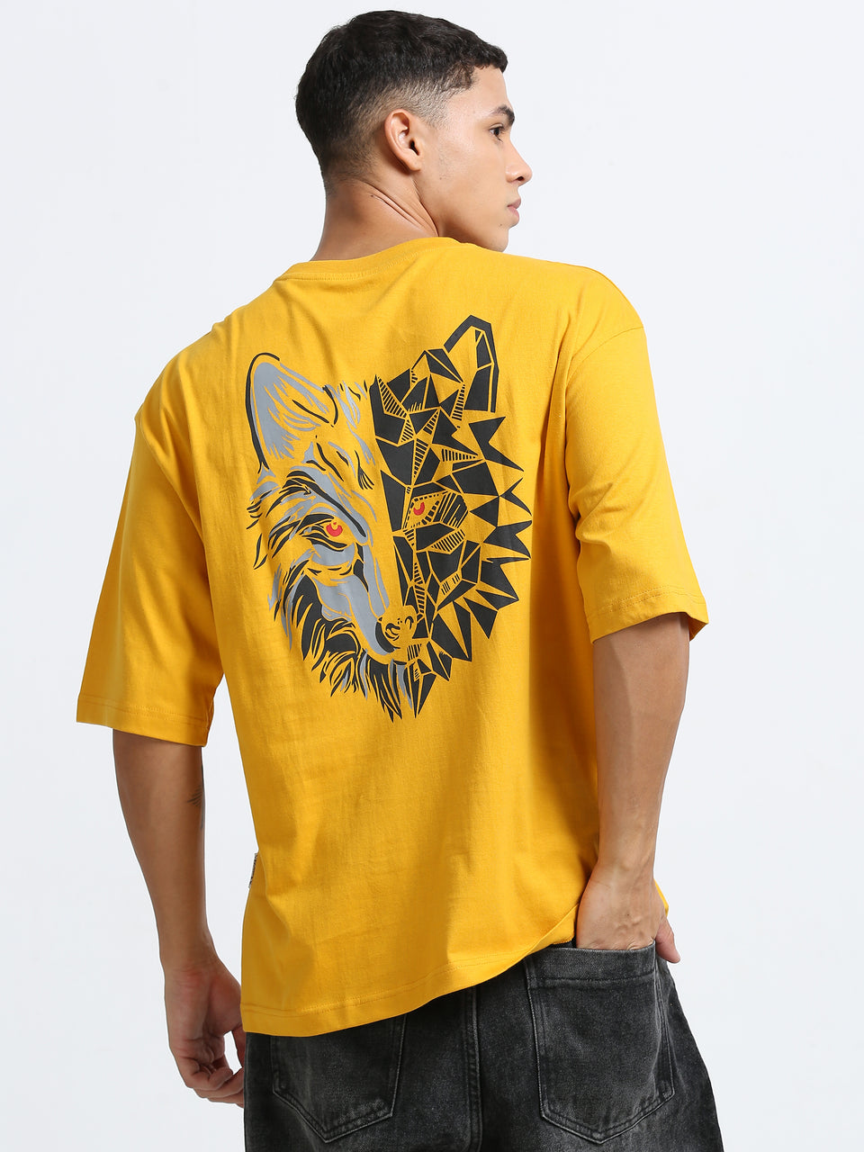 Men Yellow Printed Oversized  Stylish T-shirt