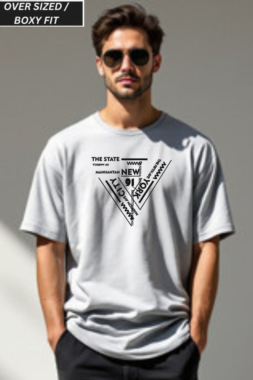 Men Oversized Stylish White Melange Tshirts