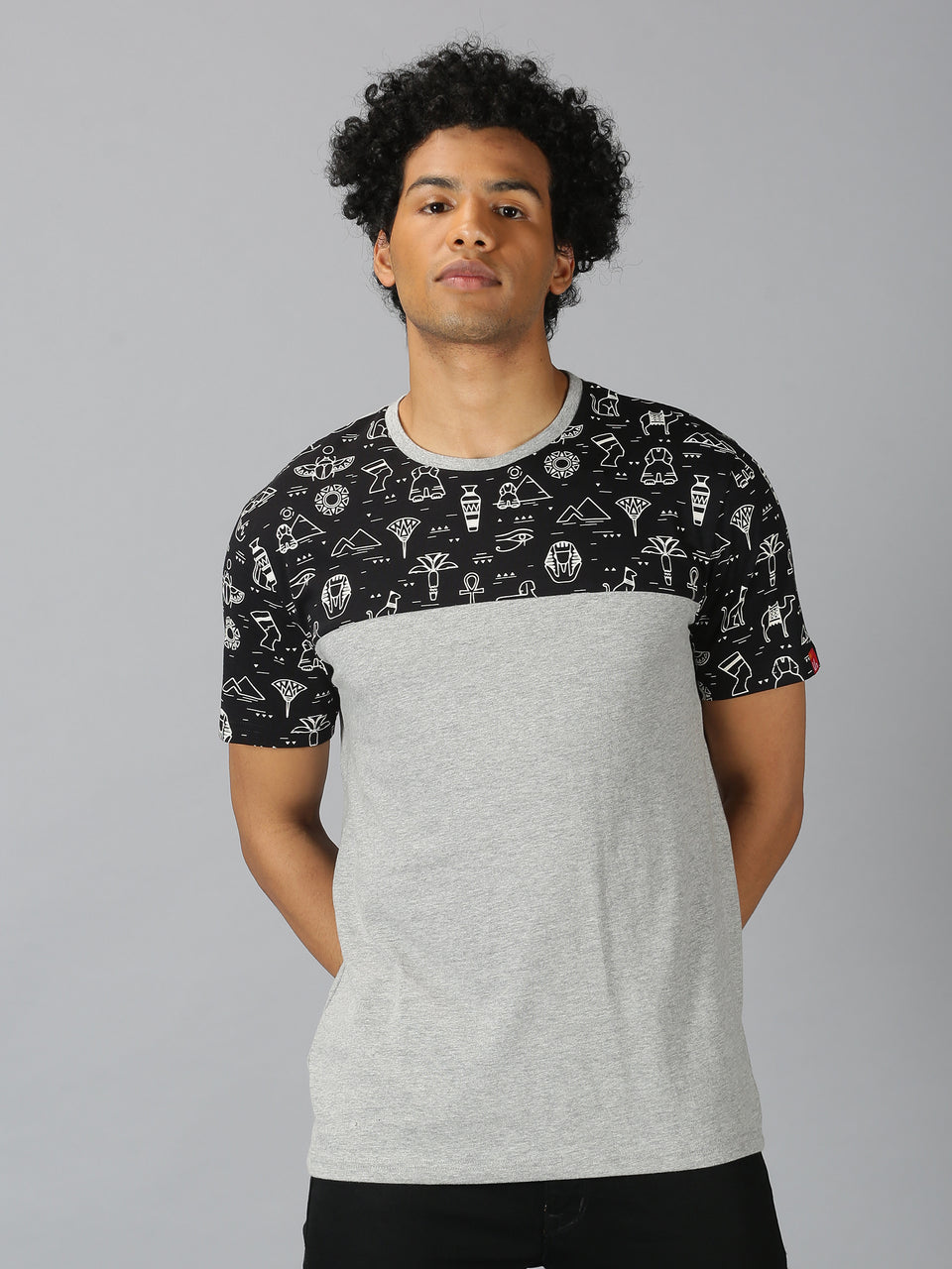 Men Black Printed  Crew neck T-shirt