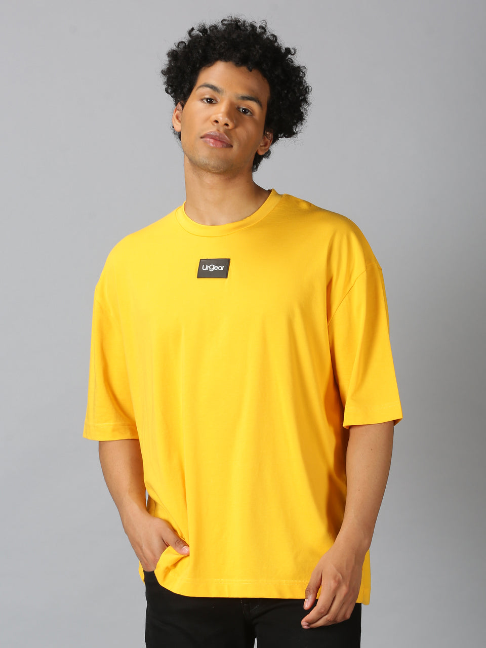 Men yellow Logo Print Crew Neck T-shirt