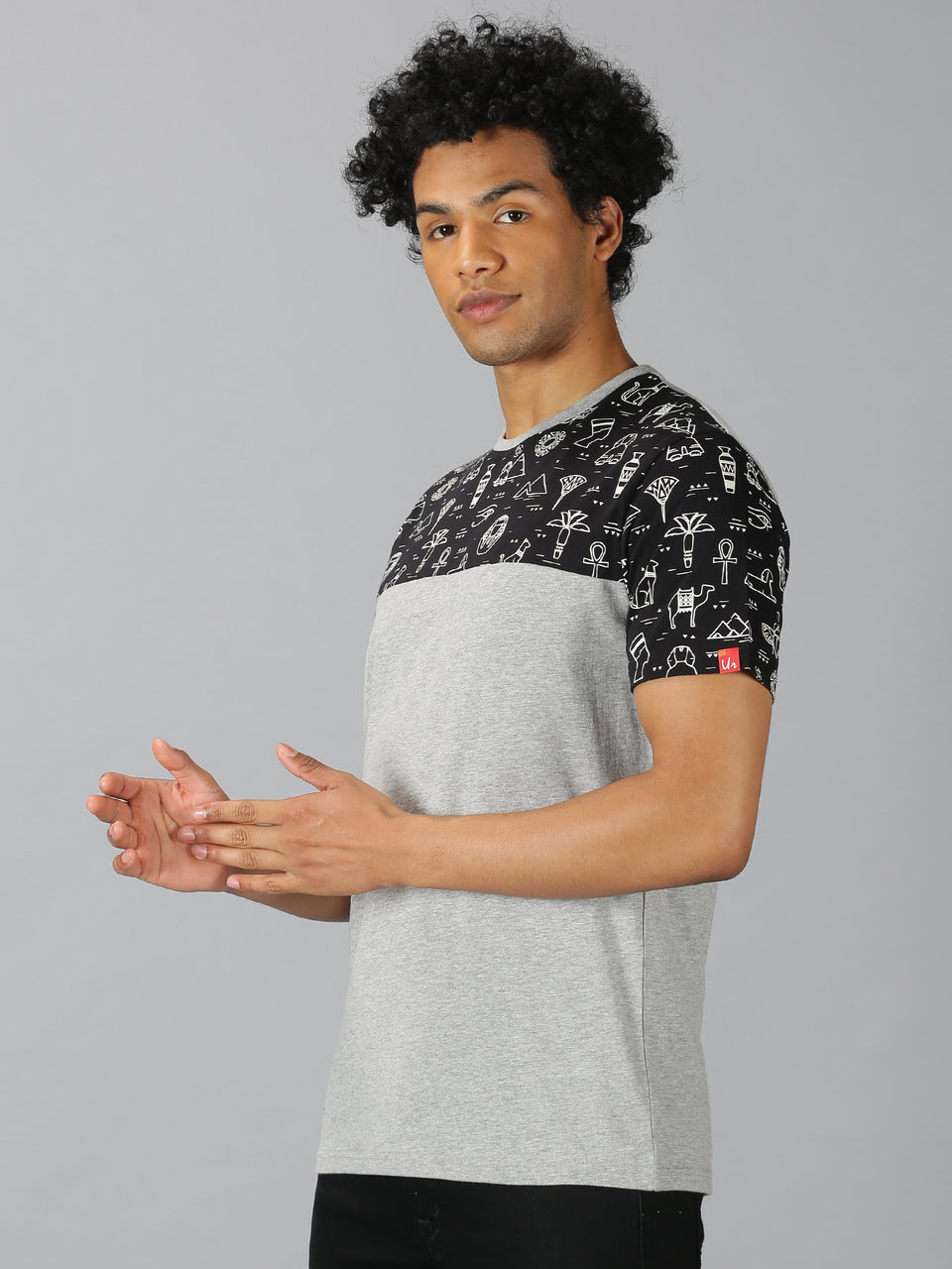 Men Black Printed  Crew neck T-shirt