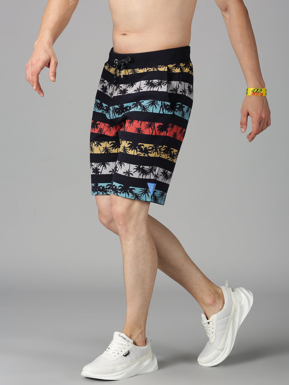 Men Multicolor Printed Organic Cotton Stretchable Regular Shorts