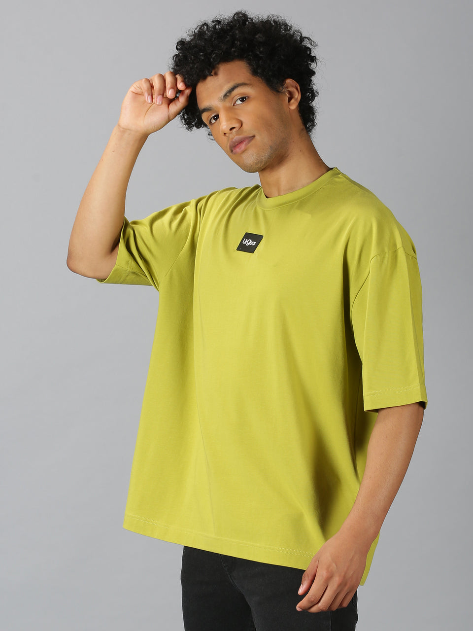 Men Green logo Printed Crew neck T-shirt