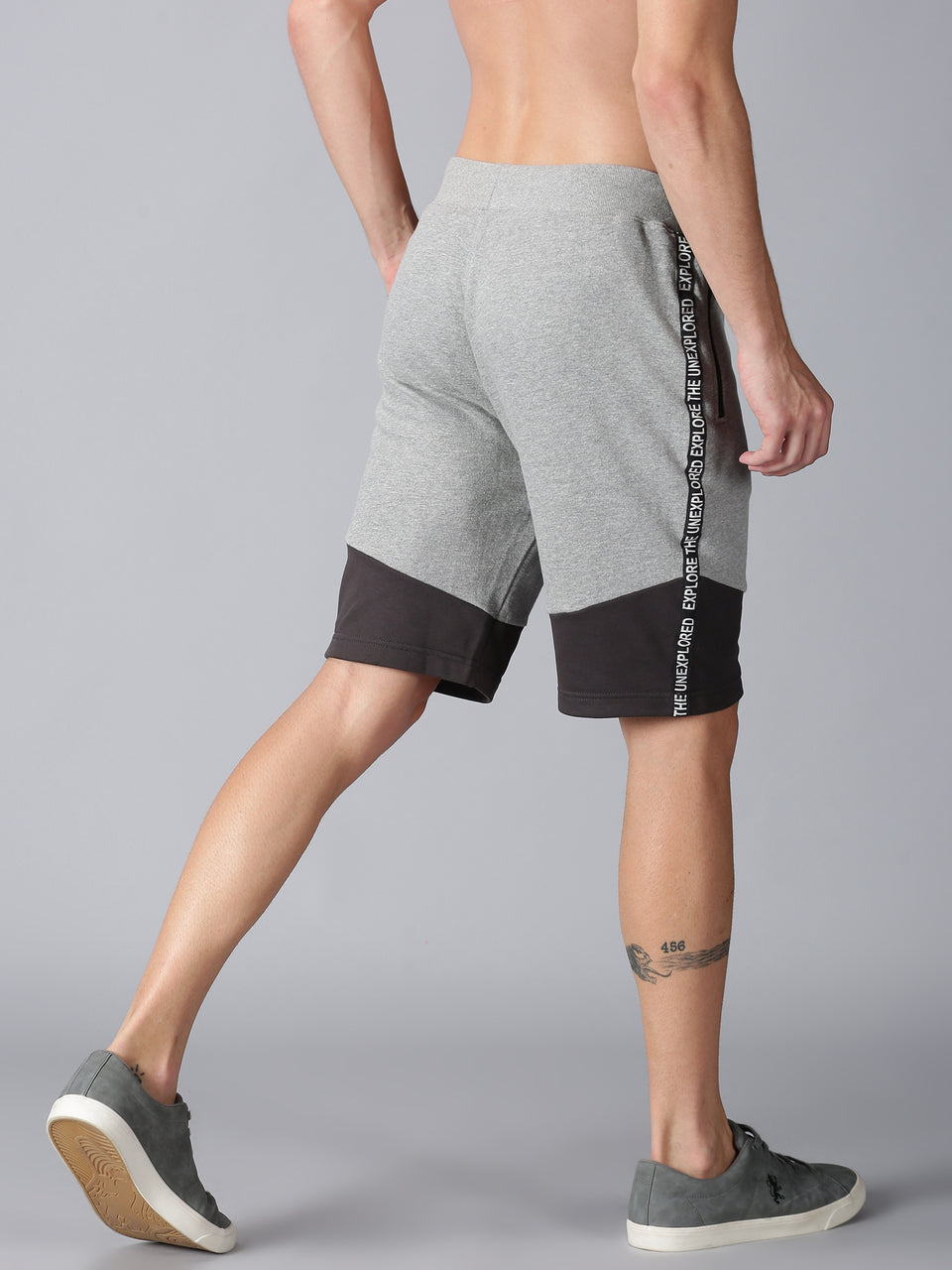 Men Black Grey Colorblocked Organic Cotton Stretchable Regular Basic Shorts