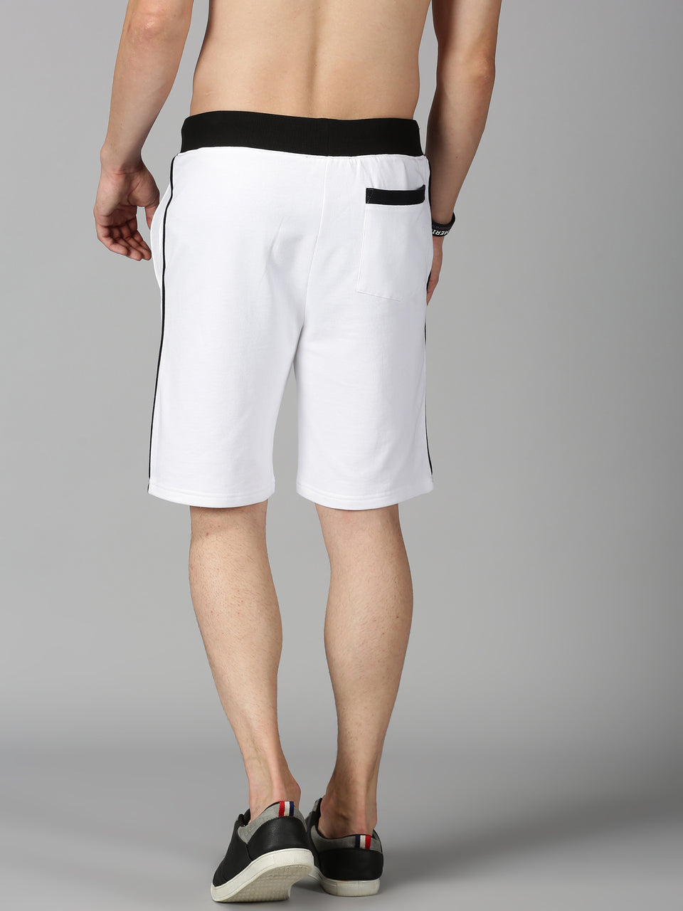 Men White Black Colorblocked Organic Cotton Stretchable Regular Shorts