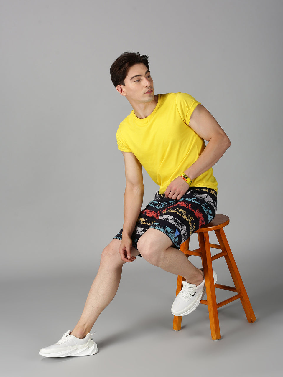 Men Multicolor Printed Organic Cotton Stretchable Regular Shorts
