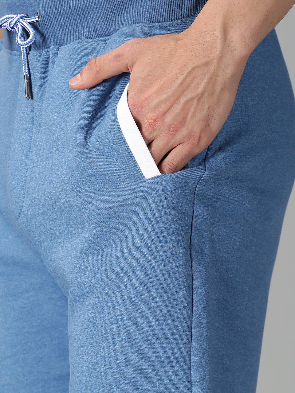 Men Blue Colorblocked Organic Cotton Stretchable Regular Fit Basic Shorts