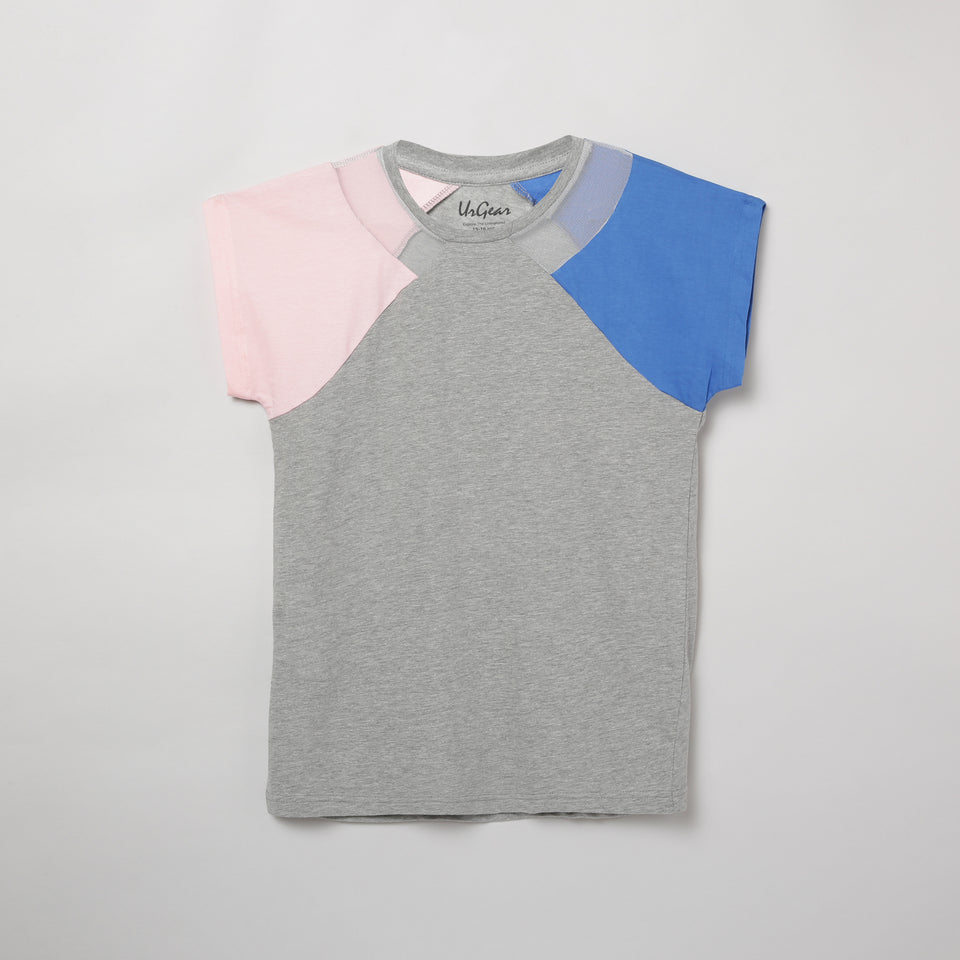 girls pink & blue round neck t-shirt