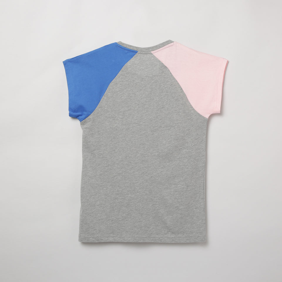 girls pink & blue round neck t-shirt