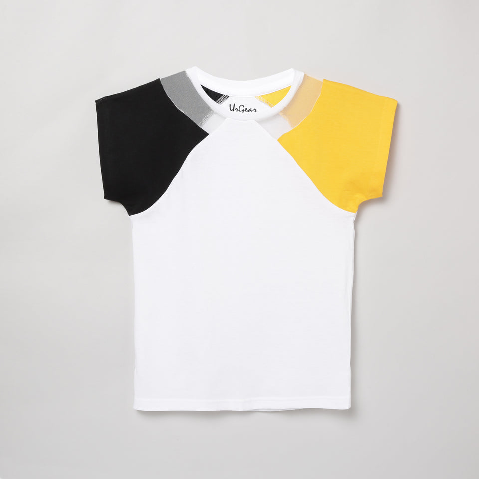 girls black & yellow round neck t-shirt