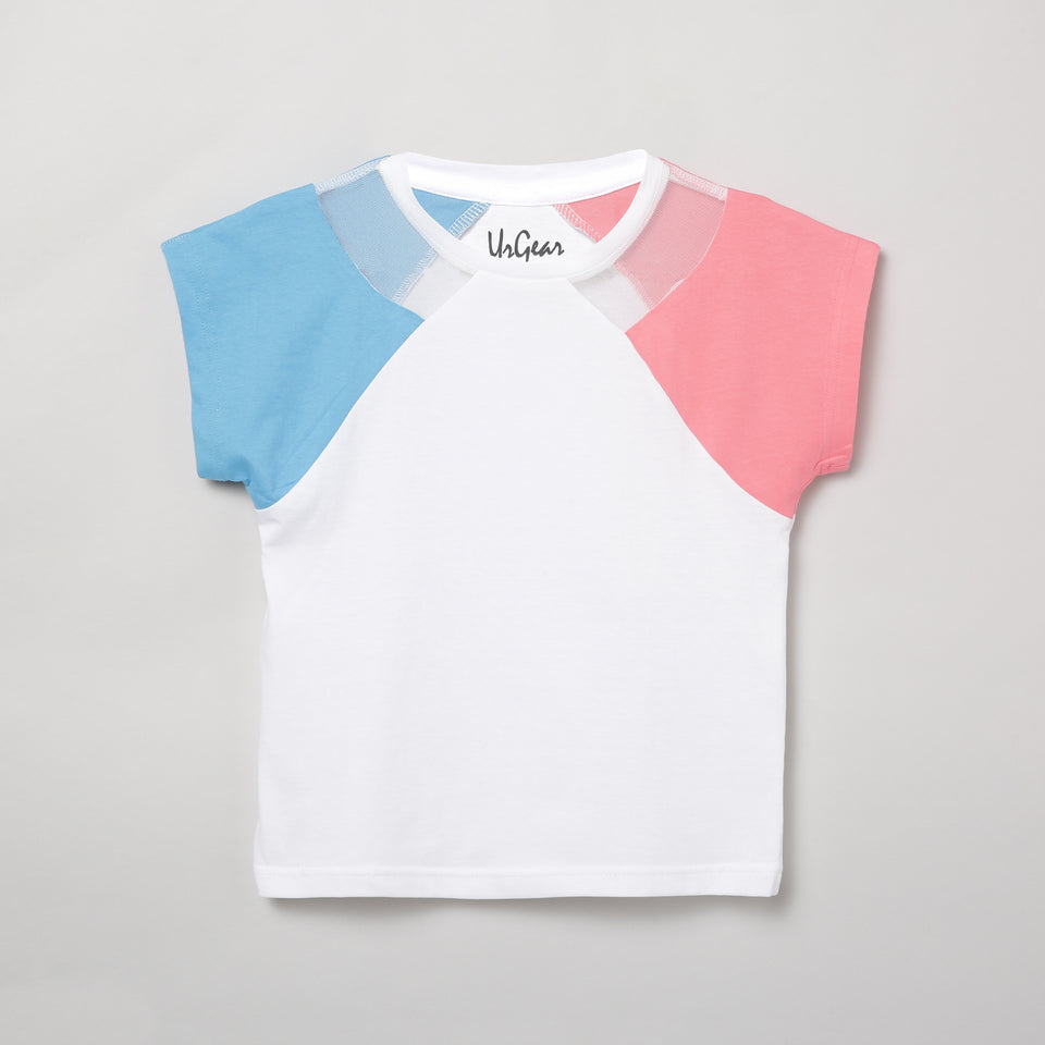 girls blue & pink round neck t-shirt