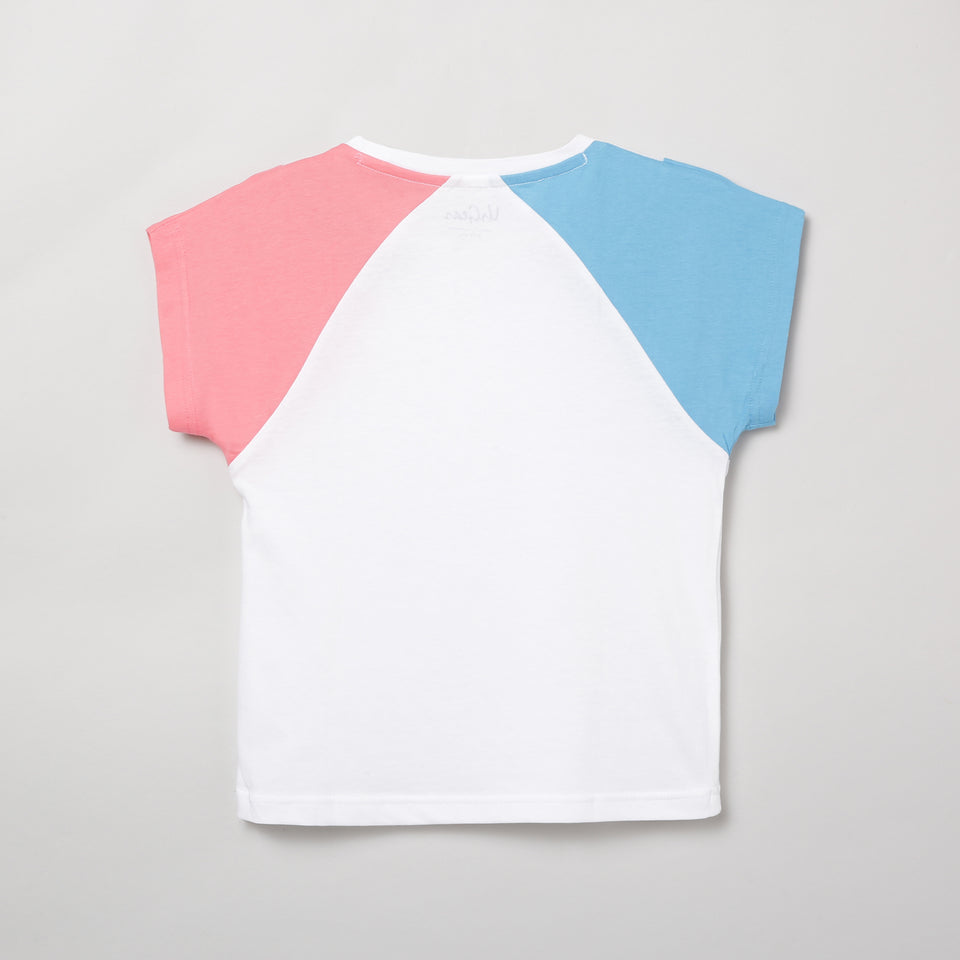 girls blue & pink round neck t-shirt