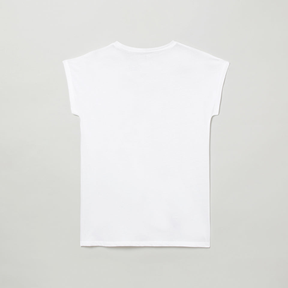 girls white printed round neck t-shirt