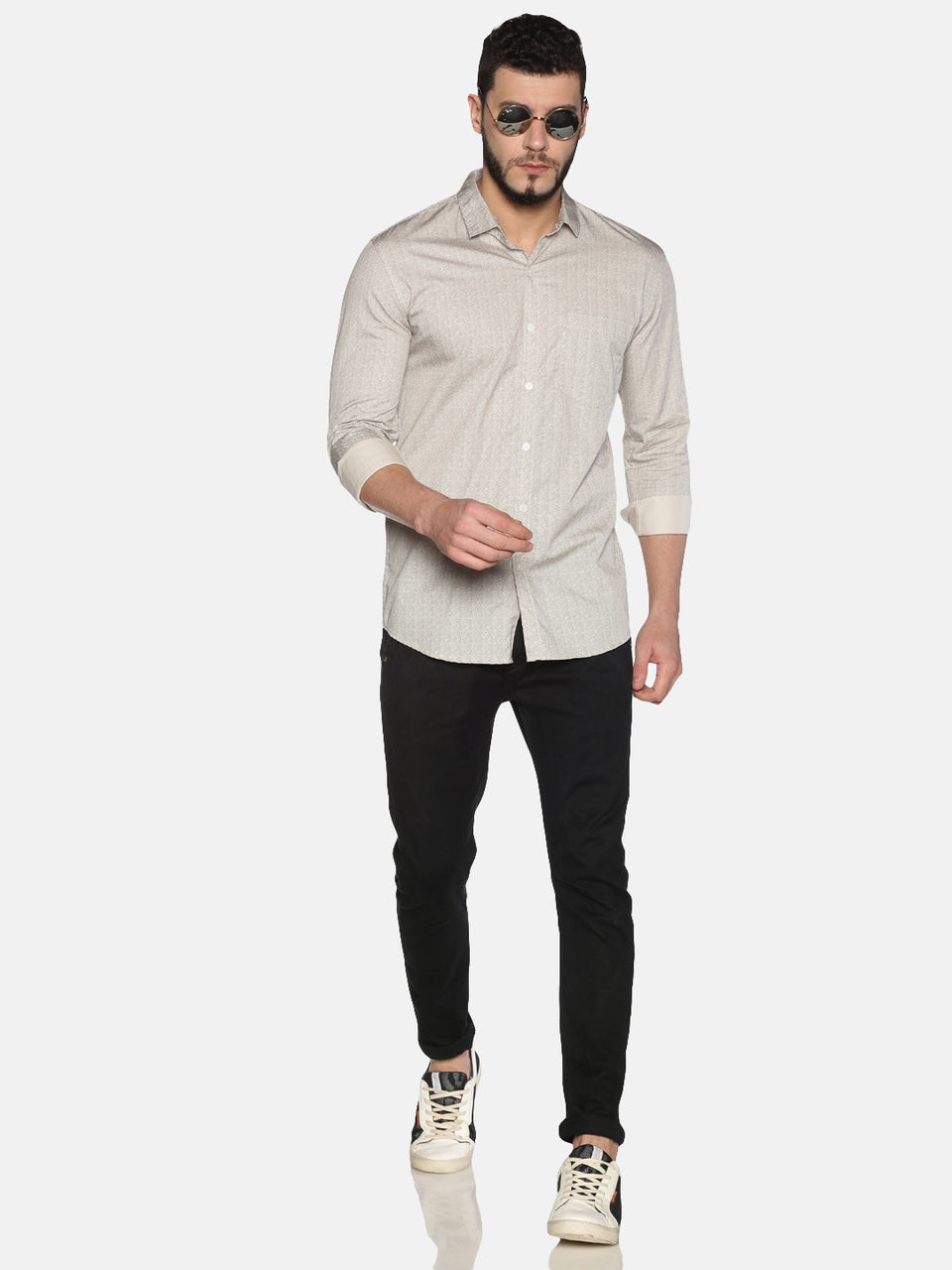 Men sandal cotton slim fit plain formal shirt