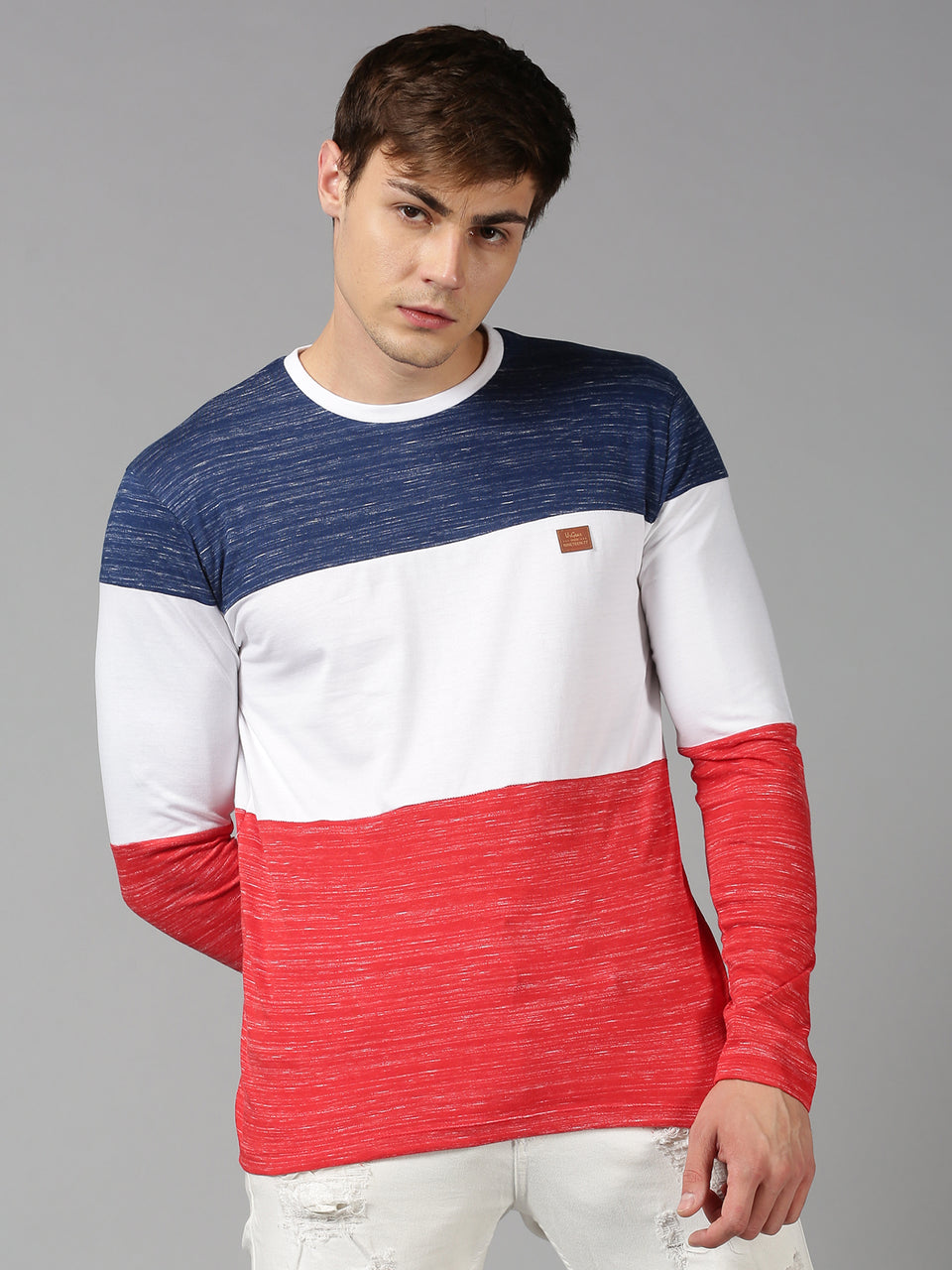 Men Multicolor Colorblocked Round Neck Casual T-shirt