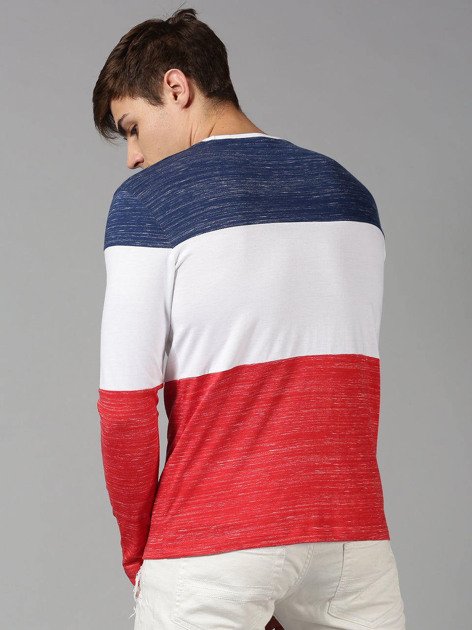 Men Multicolor Colorblocked Round Neck Casual T-shirt