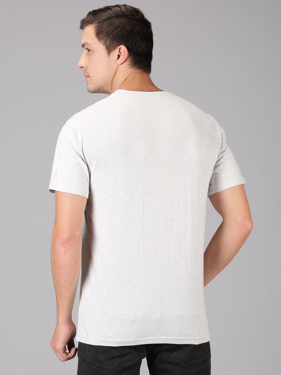 Men White Trendy Embroidered Round Neck Organic Cotton Half Sleeve Casual T-Shirt