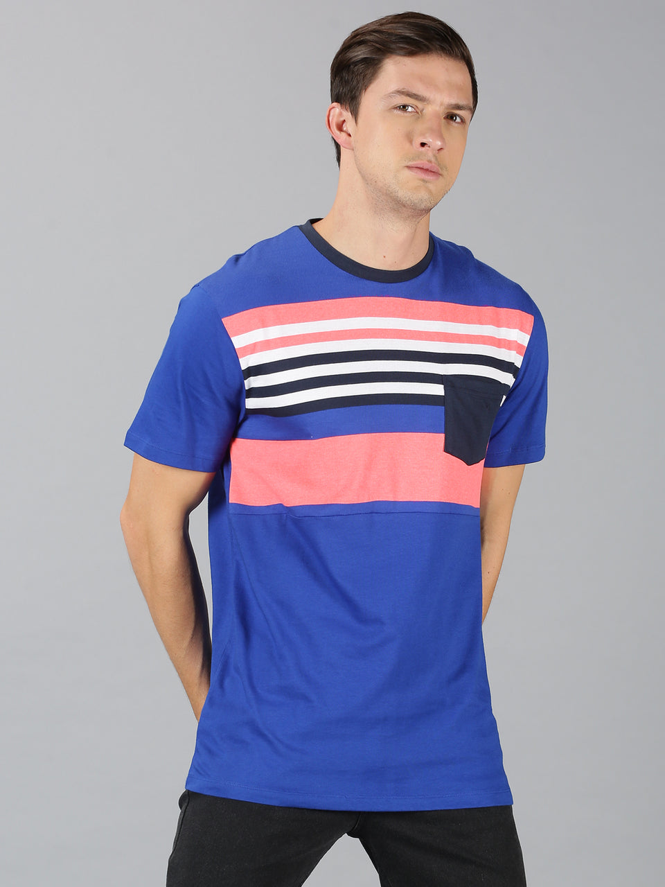 Men RoundNeck ColorBlock T-Shirt