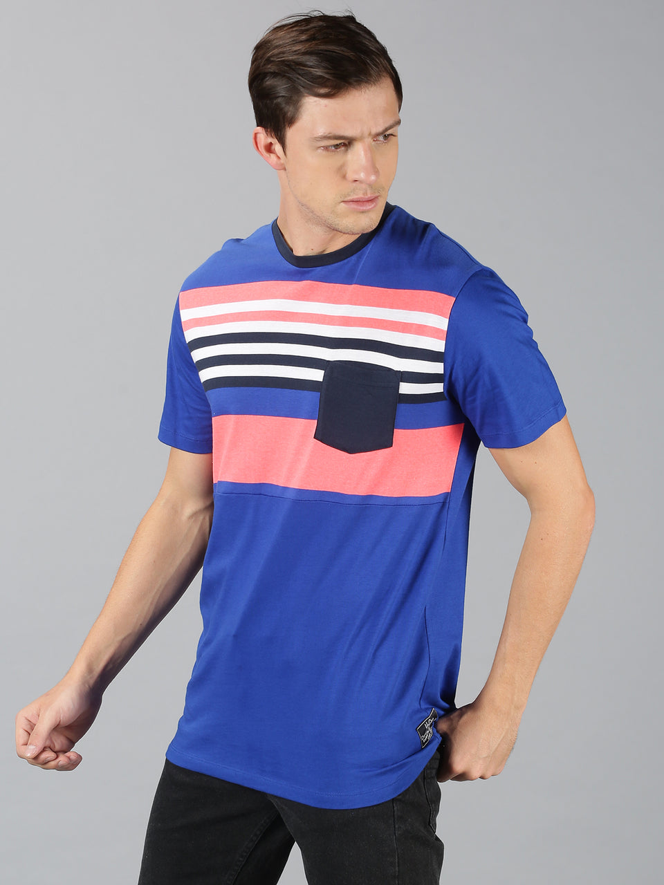 Men RoundNeck ColorBlock T-Shirt