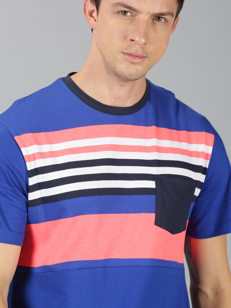 Men RoundNeck ColorBlock T-Shirt