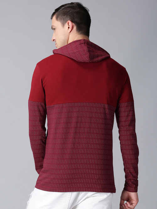 Men Maoron Jacquard Pullover Hooded Sweatshirt