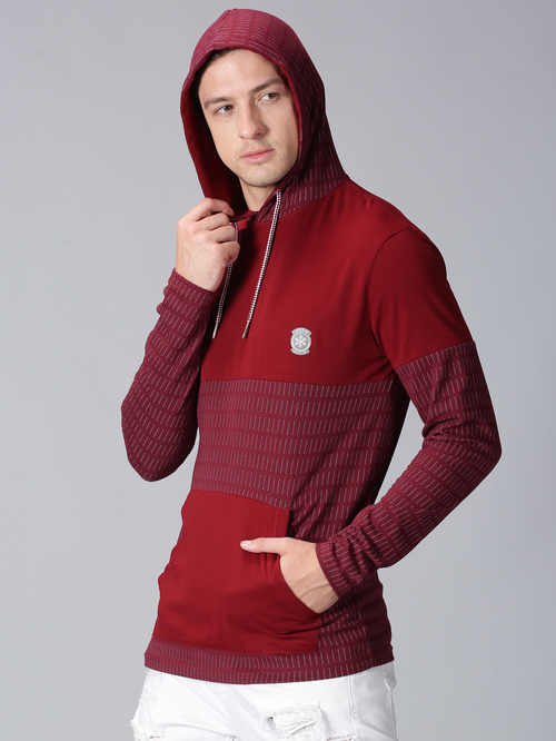 Men Maoron Jacquard Pullover Hooded Sweatshirt