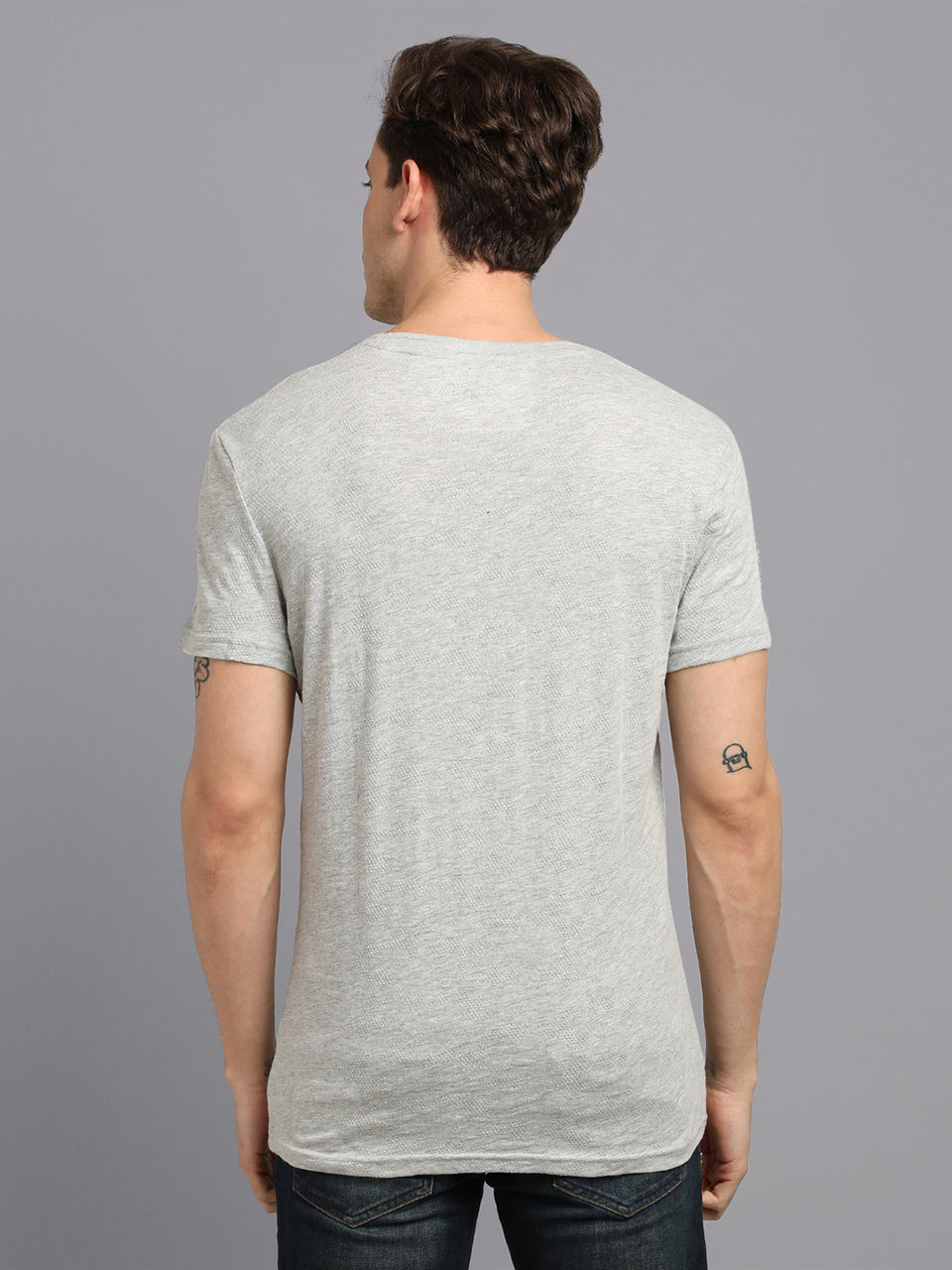 Men Plain Grey Solid Organic Cotton Round Neck Half Sleeve Casual T-Shirt