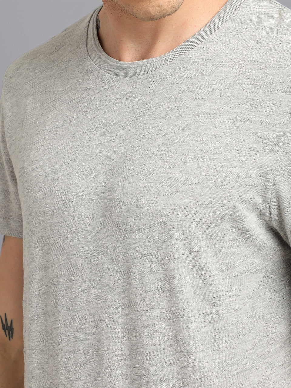 Men Plain Grey Solid Organic Cotton Round Neck Half Sleeve Casual T-Shirt