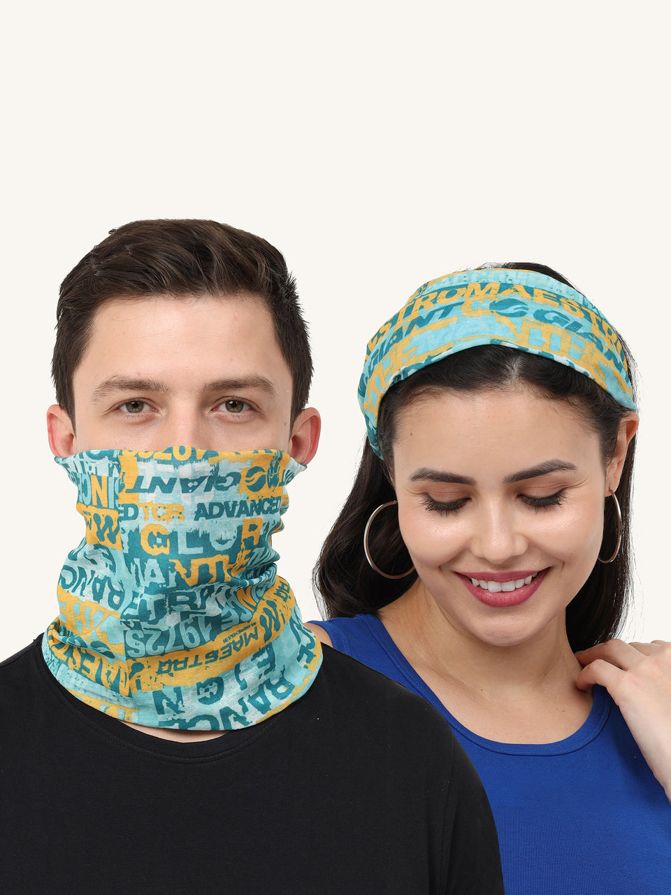 UrGear Unisex Adults Men Women and Kids Girl Boy Blue Typographic Printed Bamboo Anti Microbial Multipurpose FREE SIZE Bandana