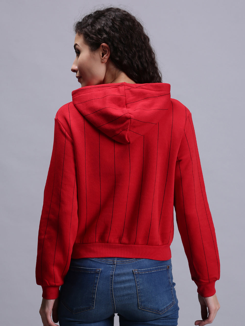 women red printed pullover hoodie sweatshirt