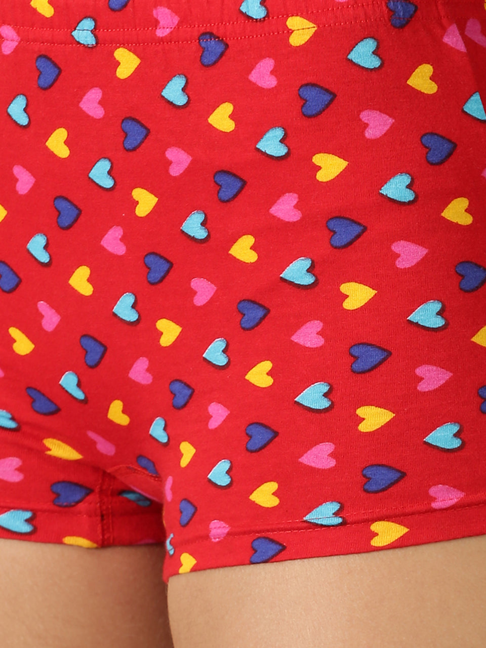 women red cotton printed boxer shorts