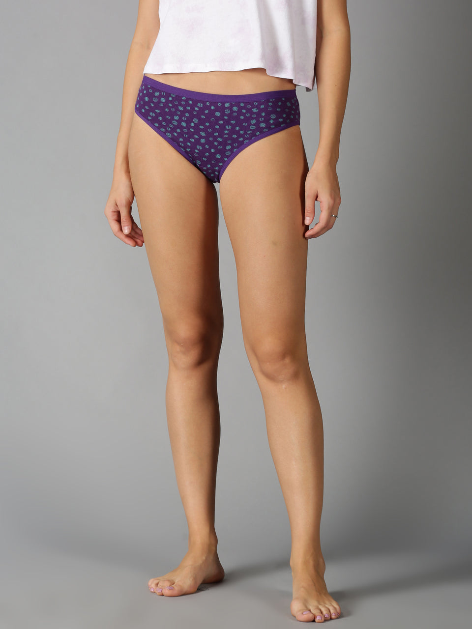 women purple cotton printed panties