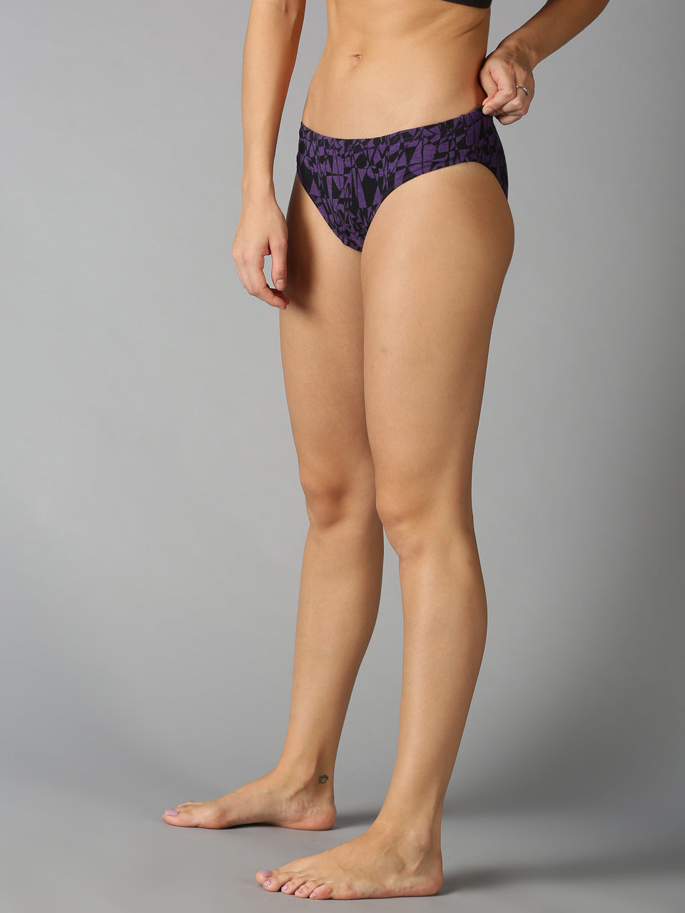 women black & purple cotton printed line panties