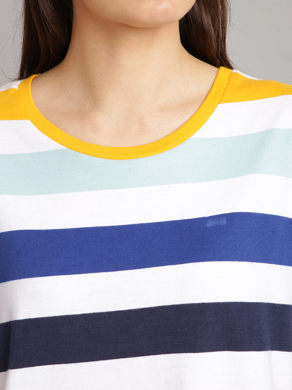 women Round Neck Stripes T-Shirt