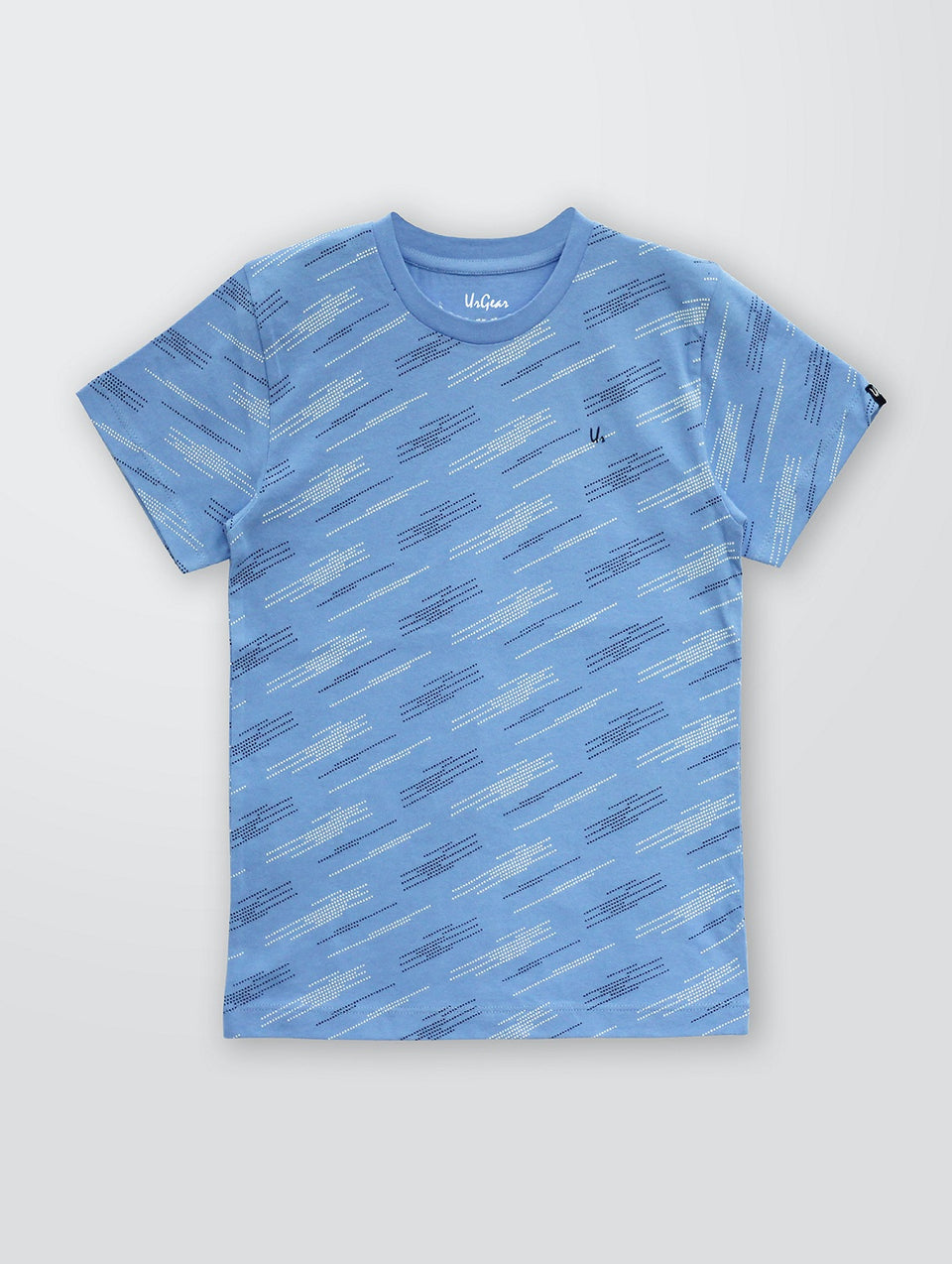 boys blue printed round neck t-shirt
