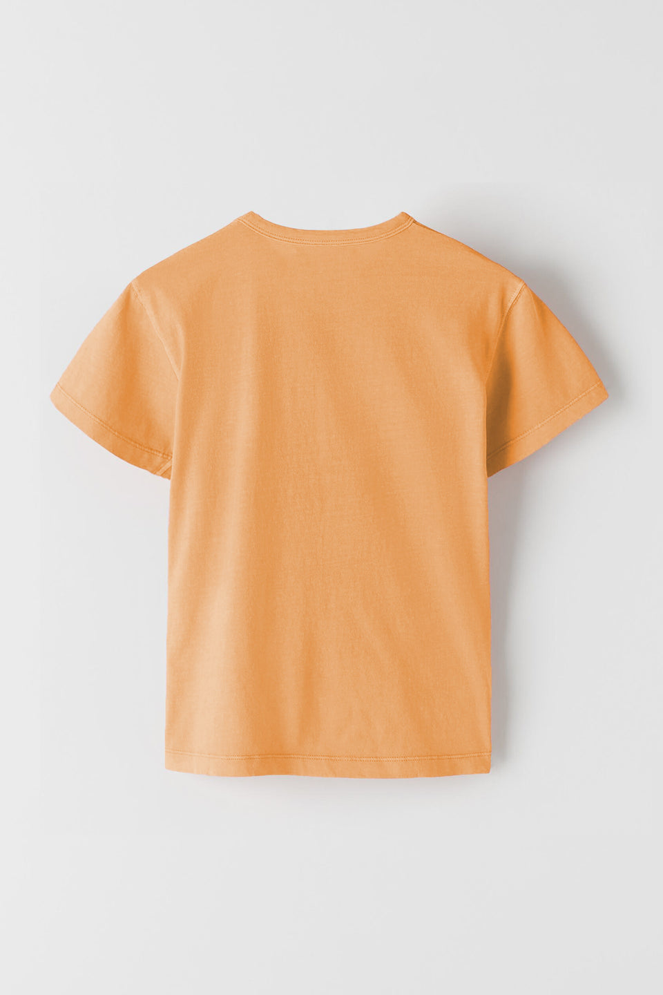 boys solid light orange round neck t-shirt