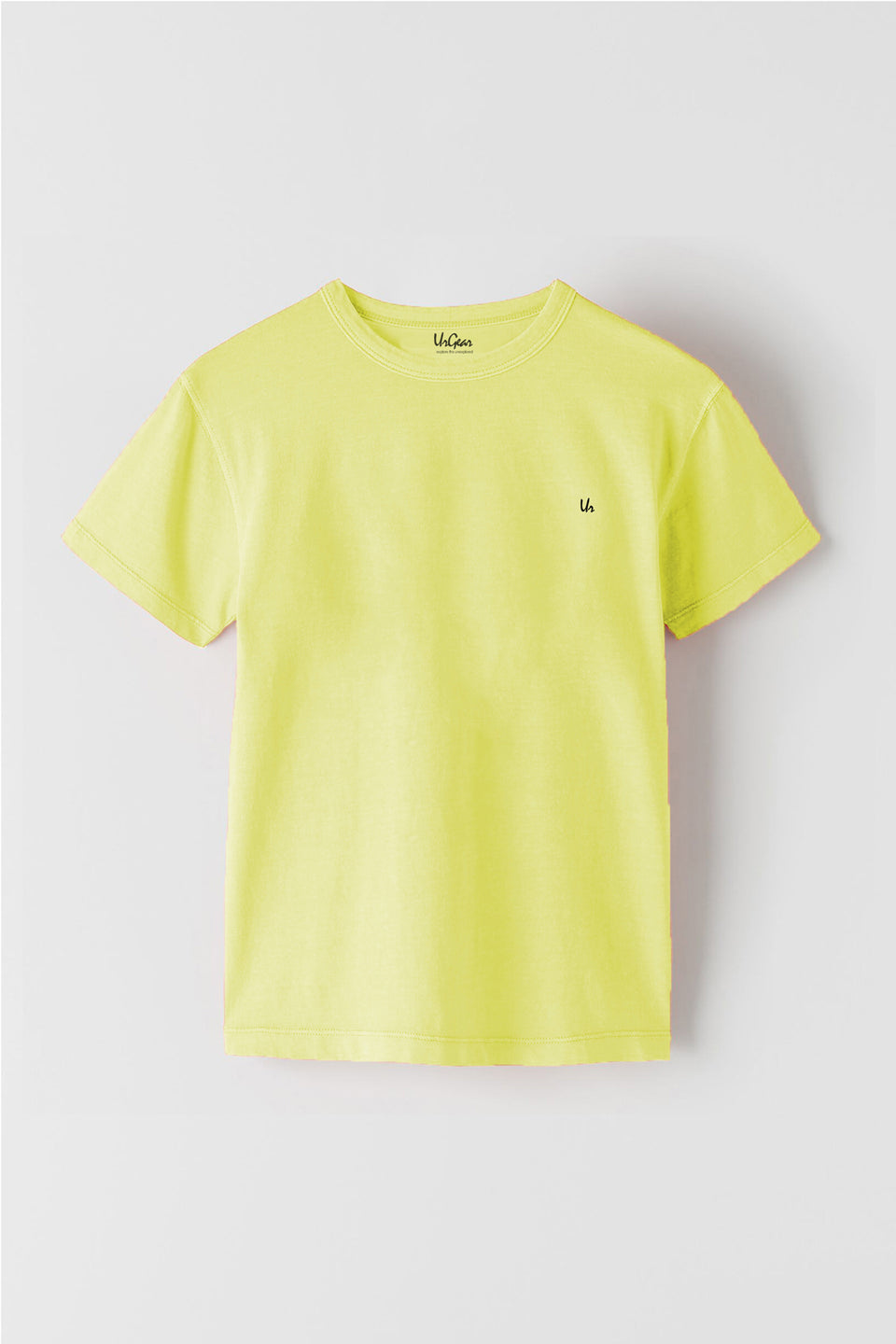 girls solid light yellow round neck t-shirt