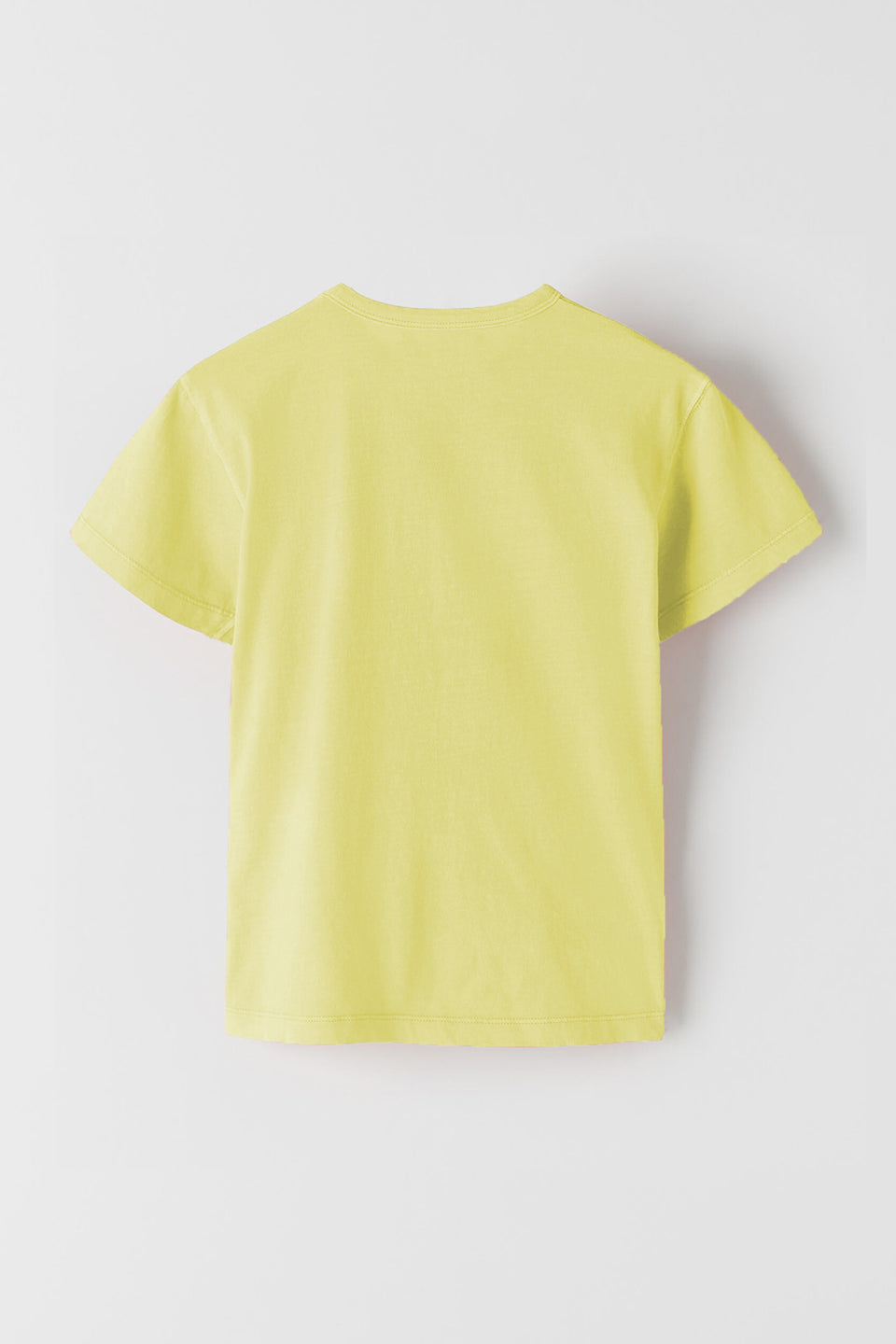 girls solid light yellow round neck t-shirt