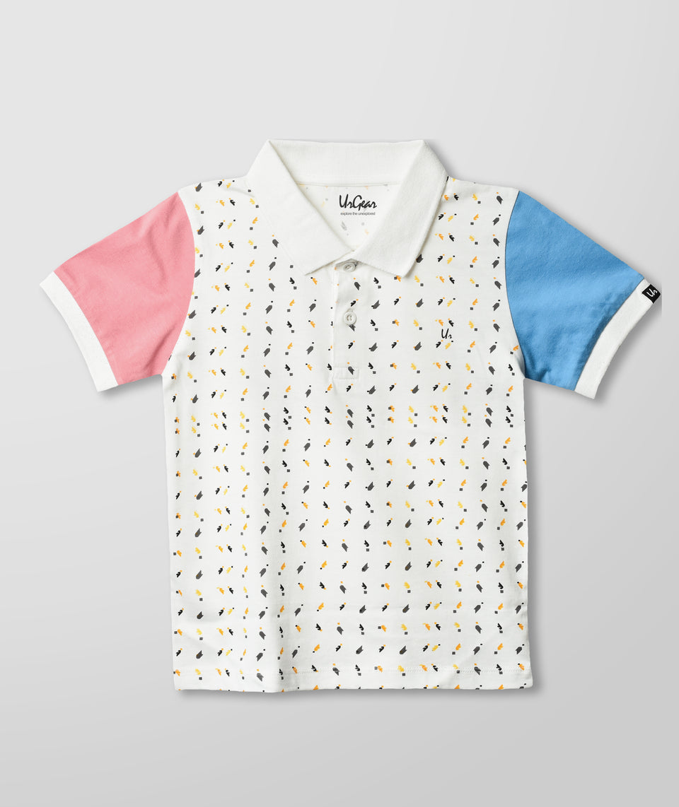 boys white & pink all over print t-shirt
