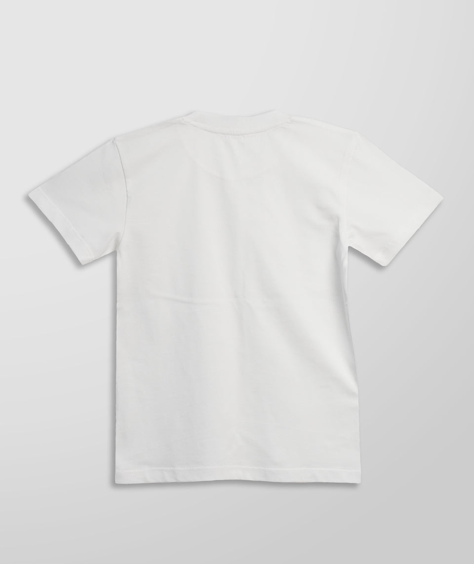 Boys White Paint Splatter Print Round Neck T-shirt
