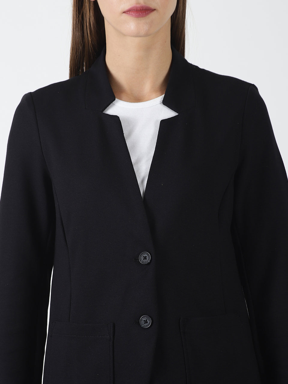 dark black full sleeve solid women jacket